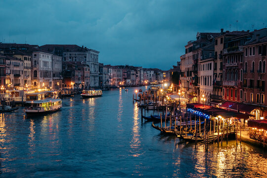 Romantic view of famous Canal Grande at twilight, Venice, Italy