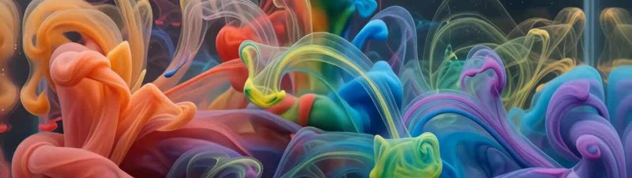 Vibrant pigments dispersing through transparent medium forming unique patterns and organic shapes exploring color theories.
