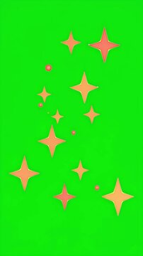 Animated glowing stars on green screen background for chroma key editing, sparkling golden star overlay with seamless motion for video production, festive visual effects and compositing