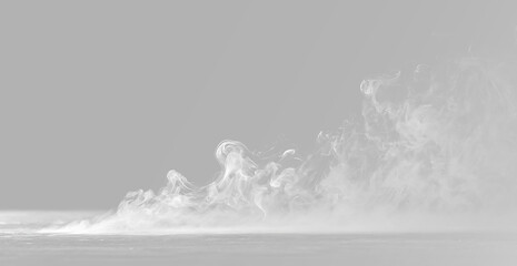 Fototapeta premium Gas and fog with dramatic white smoke, rising vapor clouds, swirling mist, drifting fumes and flowing haze