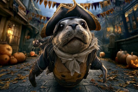 Pirate Seal Captain at Spooky Halloween Celebration