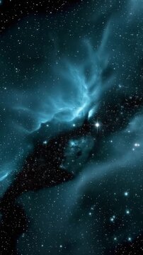 Blue galaxy with glowing stars and cosmic nebula animation, deep space background with shimmering starlight, celestial universe scene for sci fi, astronomy and futuristic video projects
