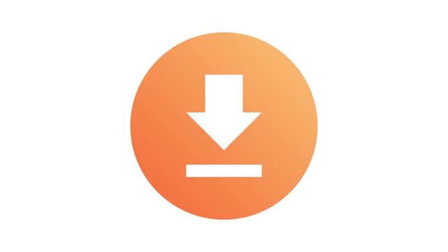 Vibrant orange gradient download icon representing the digital transfer and file retrieval concept, ideal for modern application interfaces and intuitive web design experiences