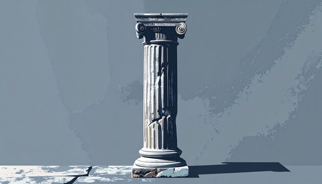 Classical Greek Column with Ornate Capital and Fluted Shaft.