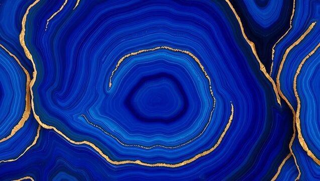 Luxury Agate and Lapis Lazuli Seamless Pattern with Gold Inlays, Abstract Gemstone Texture Background for Elegant Design