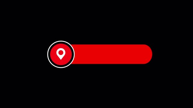 Location Pin Search Bar Animation, GPS Location Finder UI, Map Search Interface Loop on Black Background
