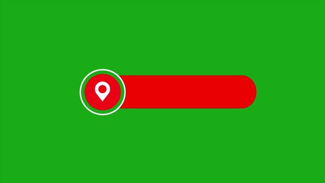 Location Pin Bar, Map Pointer Progress Bar, GPS Location Loading, Red Location Indicator, Green Screen Overlay, Navigation Pin Animation