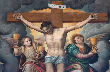 Fototapeta premium Novara - The detail of renaissance painting of Crucifixion in church Cattedrale di Santa Maria Assunta by Bernardino Lanino (1575 - 1578).