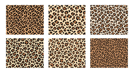 Six square panels displaying a repeating leopard or cheetah print pattern © Art_Sphere
