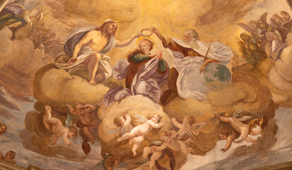 Fototapeta premium Monza - The fresco of Coronation of Virgin Mary in the Cathedral by Giovanni Stefano Danedi il Montalto (1648).