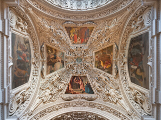 Naklejka premium Salzburg - The paintings (childhood of Virgin Mary) from ceiling of side nave in the Cathedral by Ludwig Glötzle from second half of 19. cent.