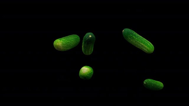 Cucumbers fountain &ndash; 3d render with alpha channel.