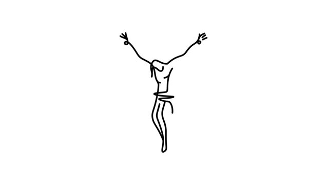 jesus one line art, black isolated vector silhouette
