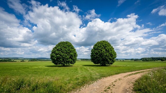 Two green trees
