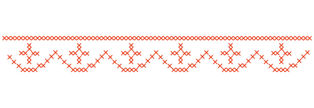 Folk cross stitch ribbon tapestry borders and geometric sampler frames. Whimsical pixelated embroidery needlework design for cottagecore wedding invitations, vintage nursery wall art, handmade decor