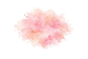 Fototapeta premium Abstract watercolor splash in soft pink and peach tones on white background.