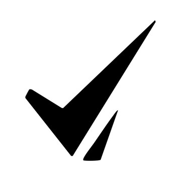 Minimal sharp check mark icon with a clean geometric appearance isolated on a white background for digital and print design.