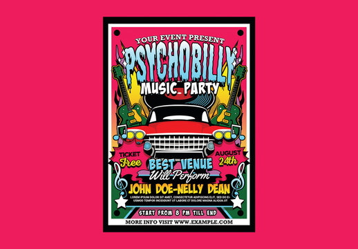 Psychobilly Rockabilly Music Flyer