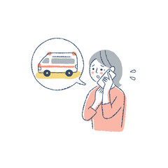 スマートフォンで救急車を呼んでいる女性 © hisa-nishiya