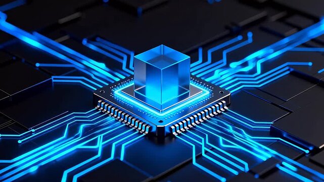 Microchip with glowing circuitry