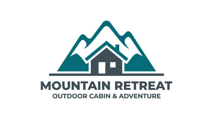 Fototapeta premium Mountain Retreat Outdoor Cabin and Adventure Logo Design.