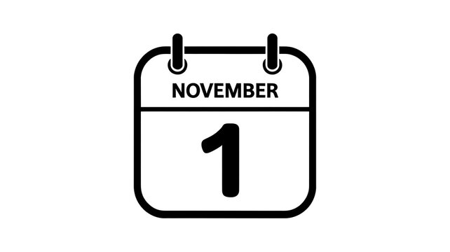 November first calendar date icon isolated on white background