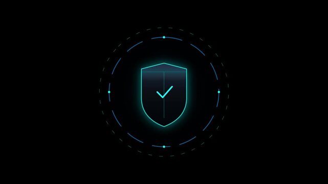 Abstract digital shield icon representing cybersecurity and data protection technology.
