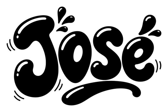Jose Name Typography in Glossy Bubble Letters &ndash; Cute Personalized SVG Vector Sticker, Kawaii Hand Lettering Design