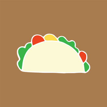 Minimalist taco or wrapped burrito with lettuce and fillings vector illustration. Mexican fast food cuisine