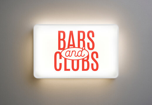 Illuminated Nightlife Sign Mockup PSD