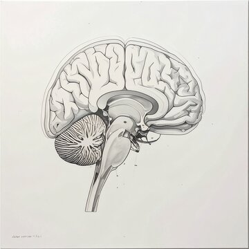 Detailed anatomical illustration of the human brain and nervous system.
