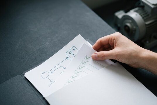 Human supervisor filing remediation evidence to close an industrial compliance audit, checklist workflow with copy space