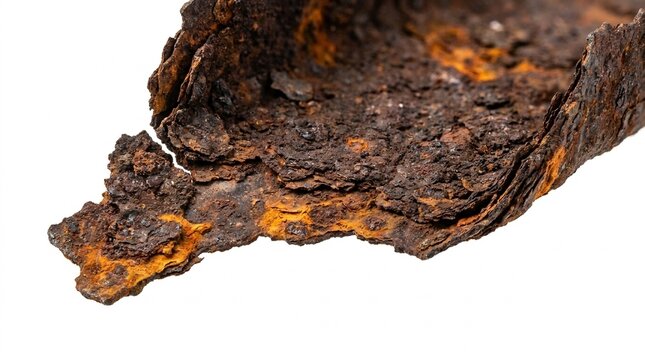 Corroded Rusty Metal Pipe Section Isolated on White