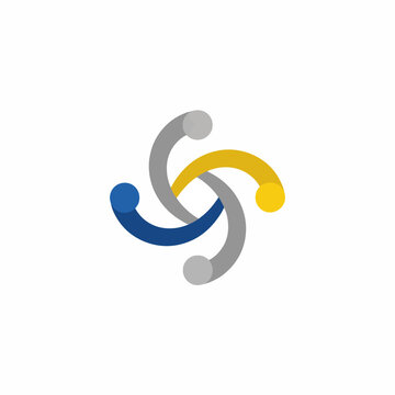Modern colorful abstract swirl logo design with three curved elements
