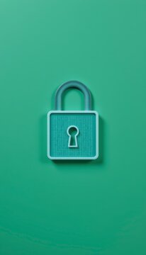 Clean high rise signs lock symbol skyscraper layout layers presenting a sharp property protection concept on premium emerald green backdrop
