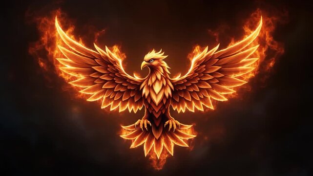 Majestic Phoenix Bird Spreading Wings Of Fiery Flames Concept Art