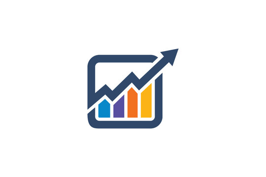 Color Bar Chart Arrow Financial Logo Vector Icon Template for Trading App
