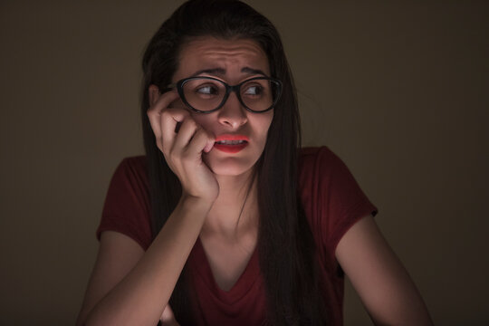 sad girl thinking at home