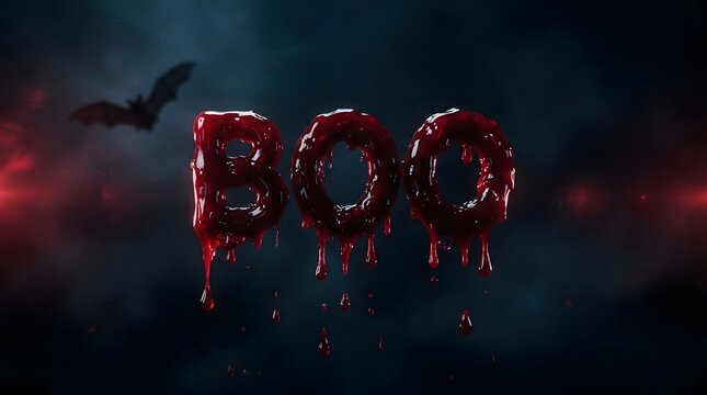 Bloody dripping boo text on dark background