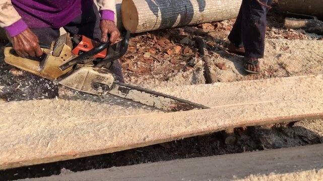 cutting wood using power tools