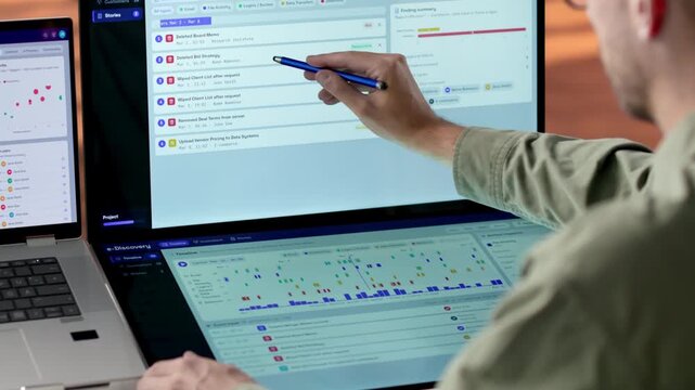 Legal Investigator Carefully Reviews Digital Evidence On Laptop