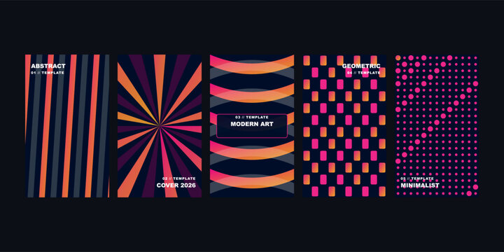 Abstract geometric background set. Modern vector templates for social media stories.