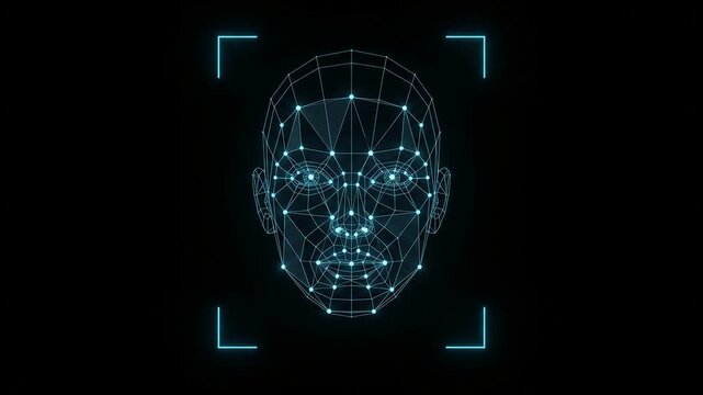 Biometric face recognition scanning interface animation