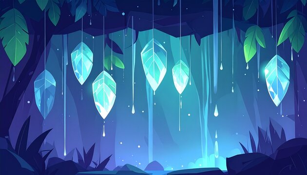 Enchanted Forest with Glowing Lanterns and Rain.