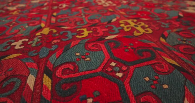 Close-up of ornament and patterns of Samarkand carpets, Uzbekistan.