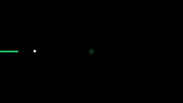 Abstract line segment features a small glowing white dot connected to a dark circular node on a black background.