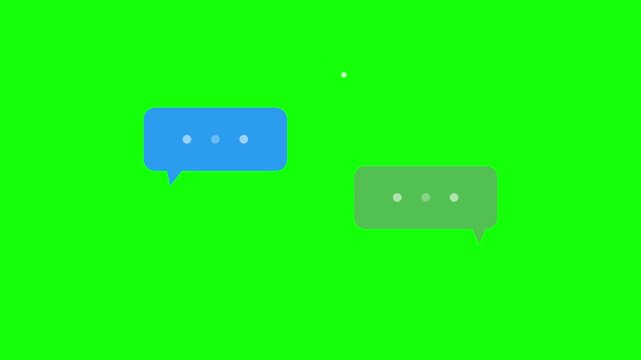 Speech bubbles indicate a digital conversation taking place between two parties in a modern online communication setup.