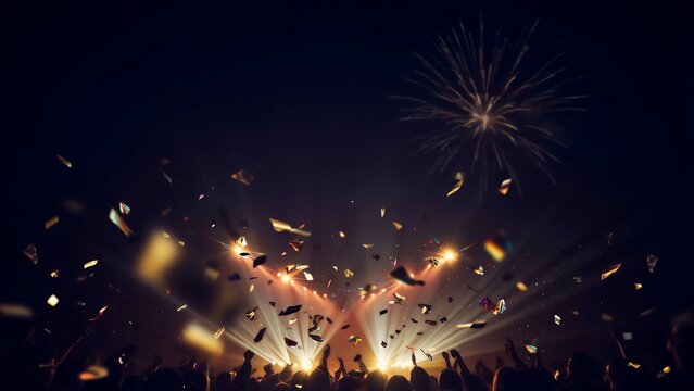Fireworks exploding at night with colorful sparks
