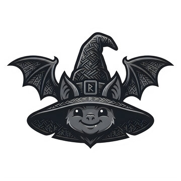 Cute pixel art bat wearing a witch hat for halloween celebration