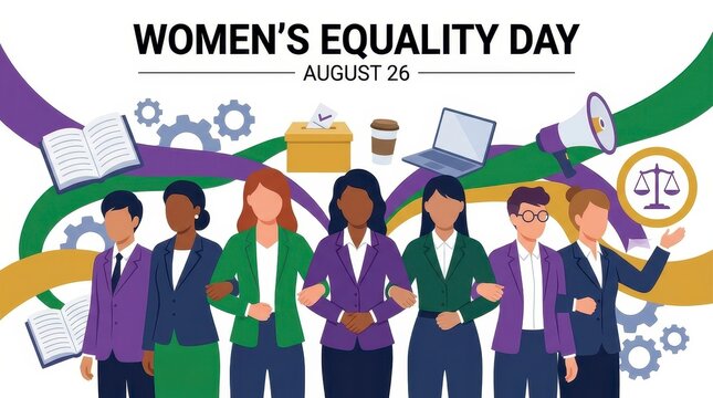 Diverse professional women celebrating women's equality day on august 26